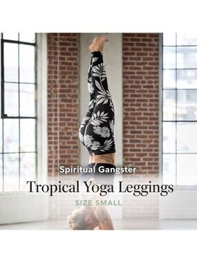 Spiritual Gangster Leggings Tropical Floral Yoga Pants Black White High Rise S